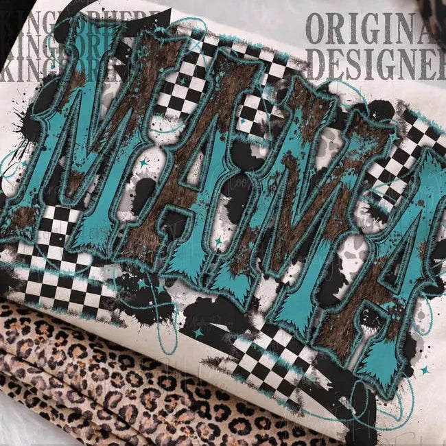 Turquoise and checkered mama