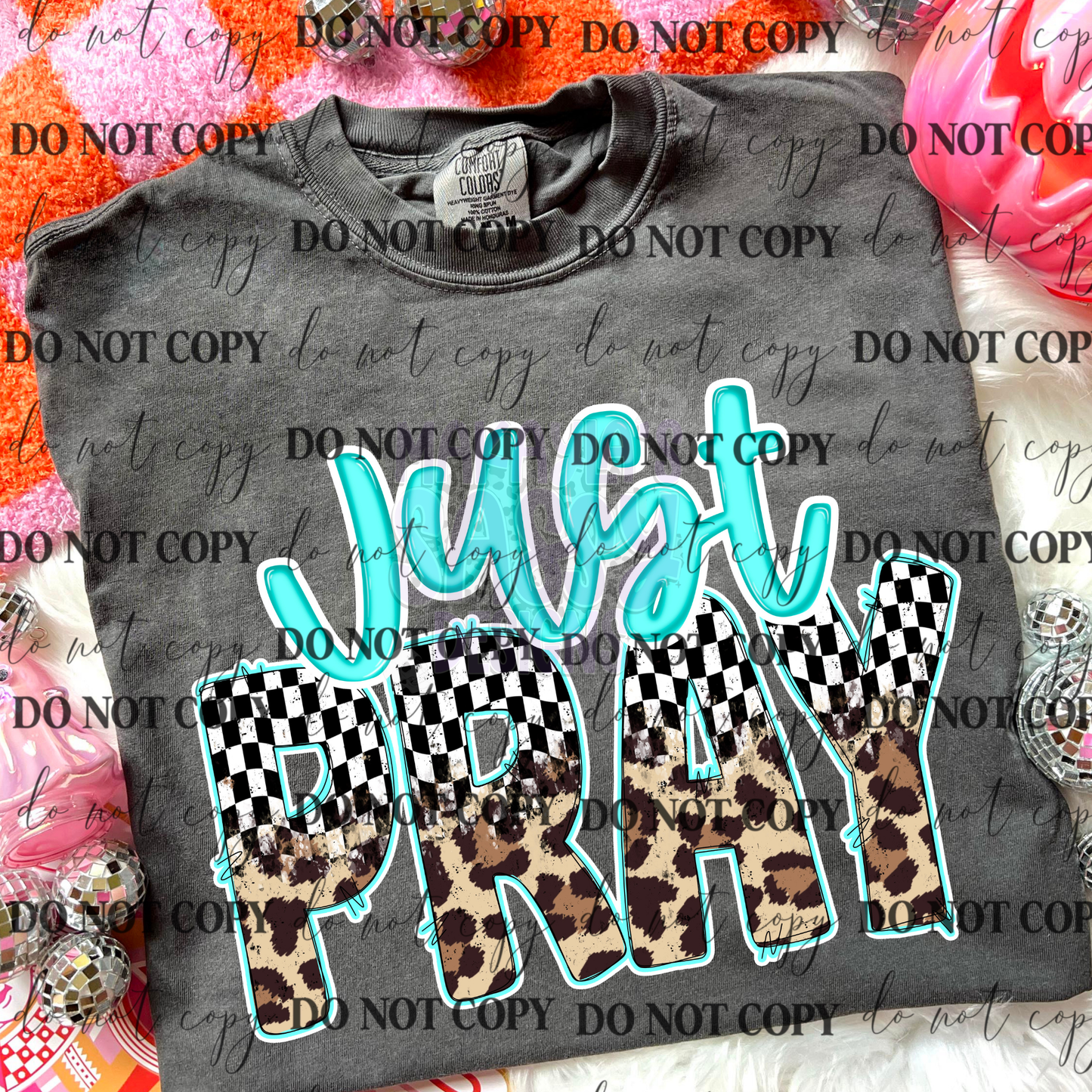 Just Pray Leopard/Checkered Tshirt