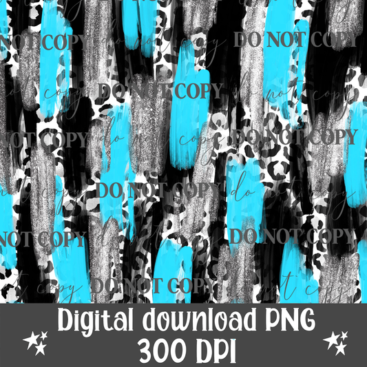 Sky Blue & Black Glitter Digital Paper
