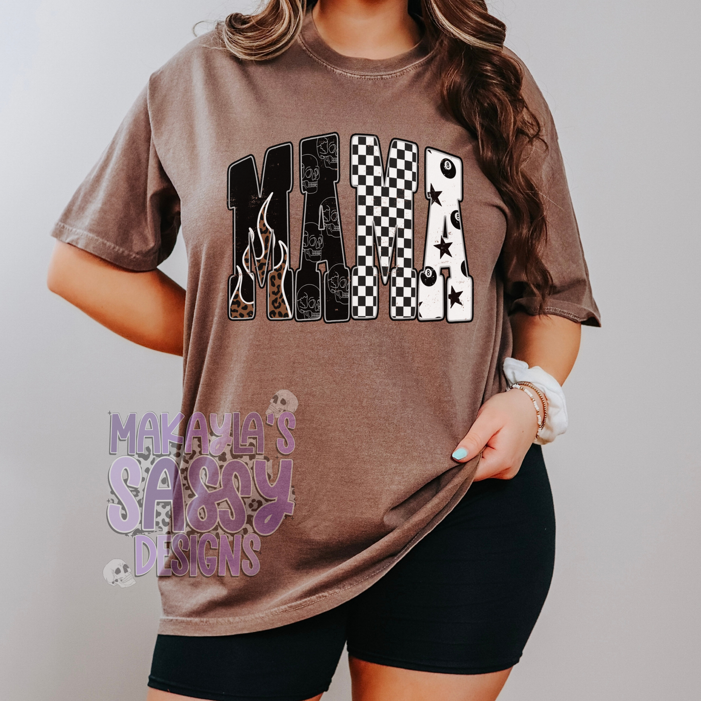 Trendy MAMA Black Checkered Tshirt