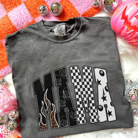 Trendy MAMA Black Checkered Tshirt