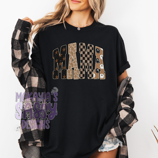 Trendy MAMA Brown Checkered Tshirt