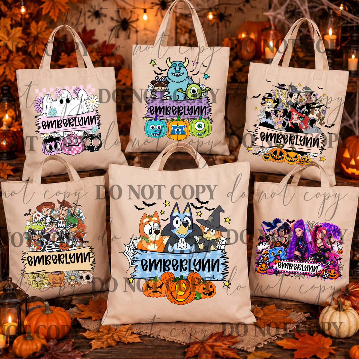 Custom Name Halloween Trick or Treat Tote