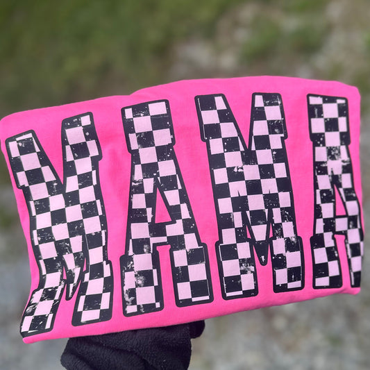 Neon Checkered MAMA T-shirt