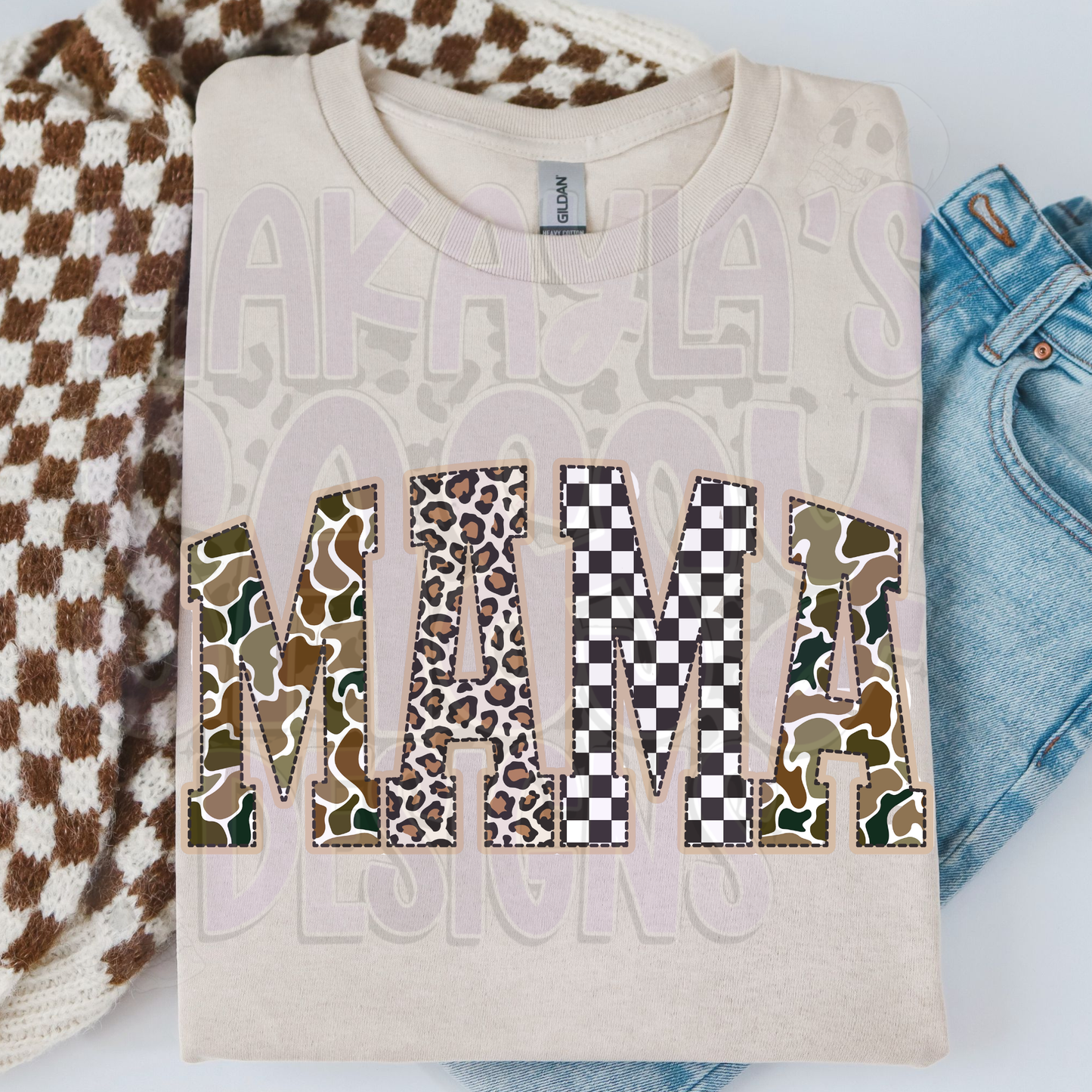Checkered~Camo~Leopard MAMA Tshirt